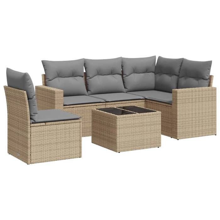 VidaXL Salon de jardin avec coussins 6 pcs beige résine tressée 3251316