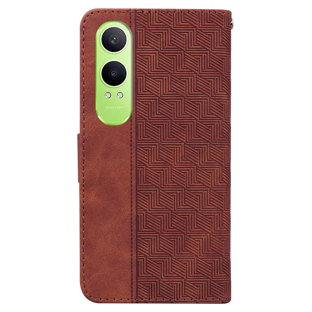For OnePlus Nord CE4 Lite 5G/Oppo K12x 5G (China) Case PU Leather Geometry Imprint Wallet Phone Cover
