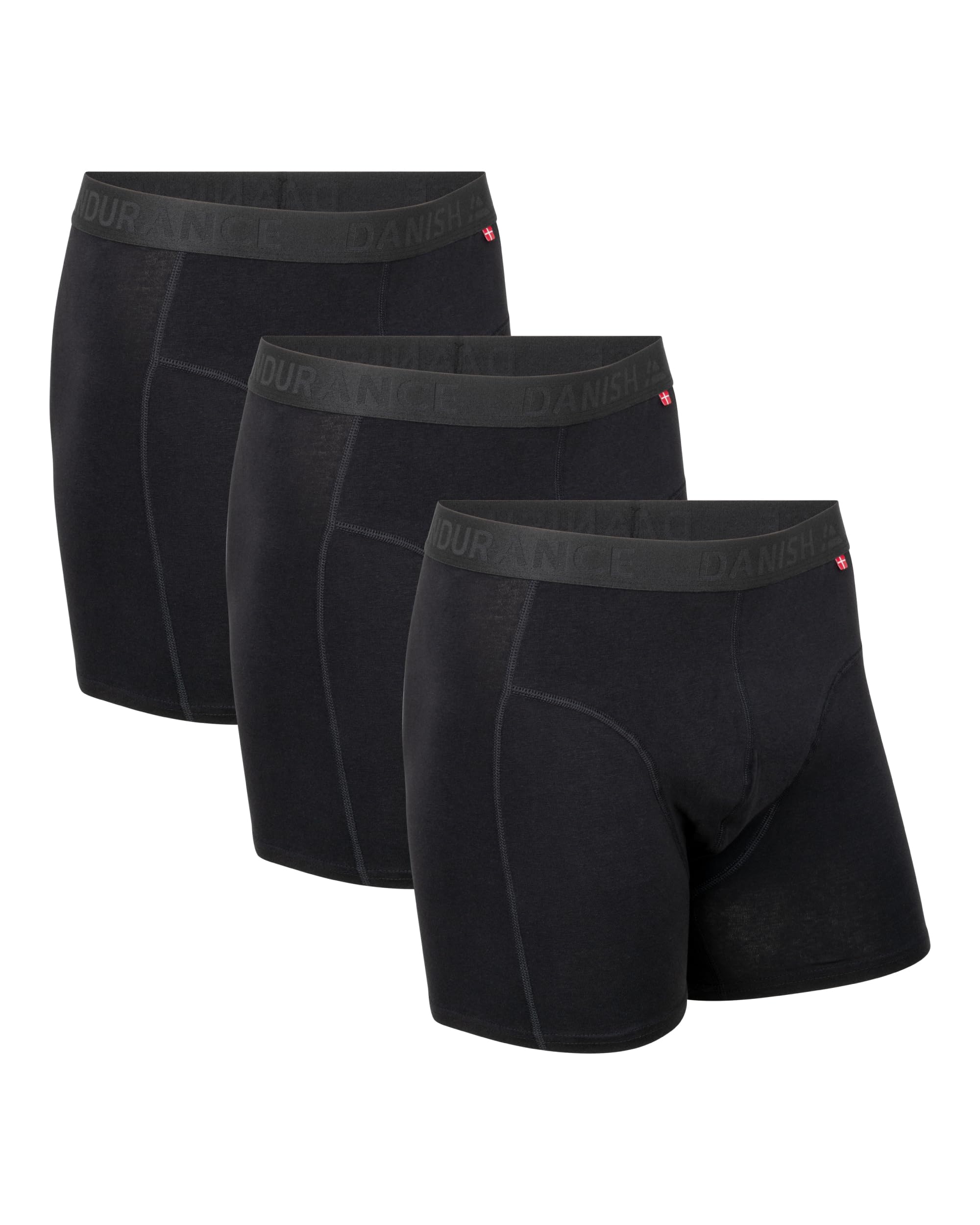 [DANISH ENDURANCE] Organic Cotton Stretch Trunks, Men s, Multi-Pack, Tagless, Soft Waistband, Black, XL Size (3-Pack)