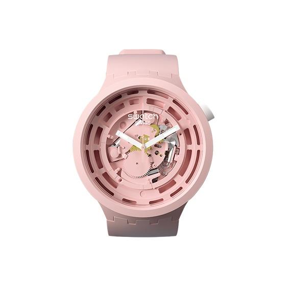 SWATCH Unisex 47mm Skeleton Watch SB03P100 SB03P100 Pink Watch Dial
