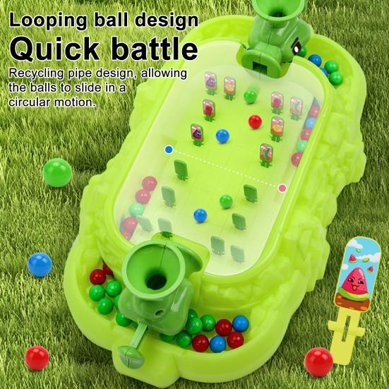 Kids Ball Shooter Toy with 60 Beads Focus Training Family Night 2 Players Interactive Vegetable Target Shoot Board Game Toddlers Boys Girls Gift