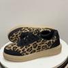 [Leopard Print Sneakers] Women's Beige&Black Low-Top Platform Sneakers Lace-Up Cushioned Breathable All-Season Casual Sports