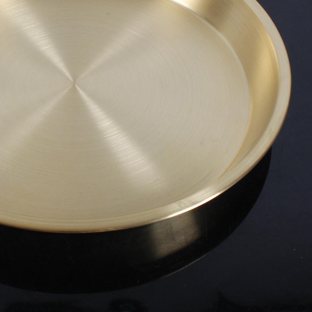 Nordic Style Brass Tray Round Tableware Organizer Decorative Dinnerware Steak Tray for Hotel Restaurant