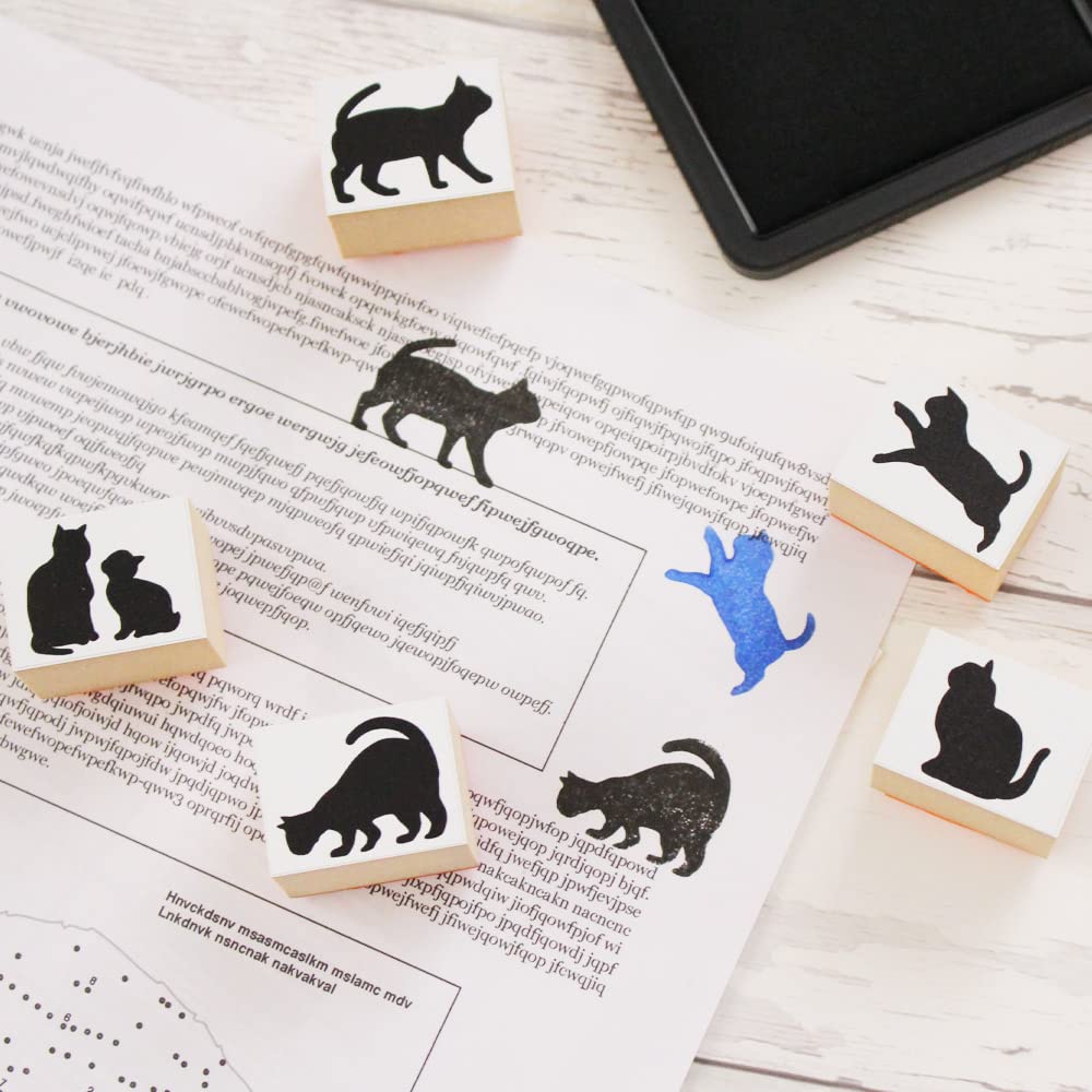 Black Cat Miscellaneous Cat Cute Stylish Wooden Rubber Made In Japan Goods, Goods, Stationery, Stamps, Cats, Stamps, Stamps, Set, Presents, Cute,