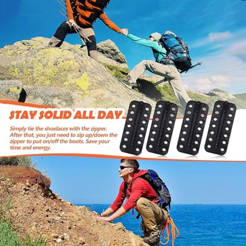 PU Leather Zippered Shoelace Inserts Waterproof Leather Zippered Shoelace Easy Installation for Hiking Boot Enhancement