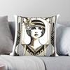 Elegante Flapper Quadratische Kissenhülle Polyester Leinen Samt Kreativ Reißverschluss Dekorative Wurfkissenhülle Zuhause Kissenhülle
