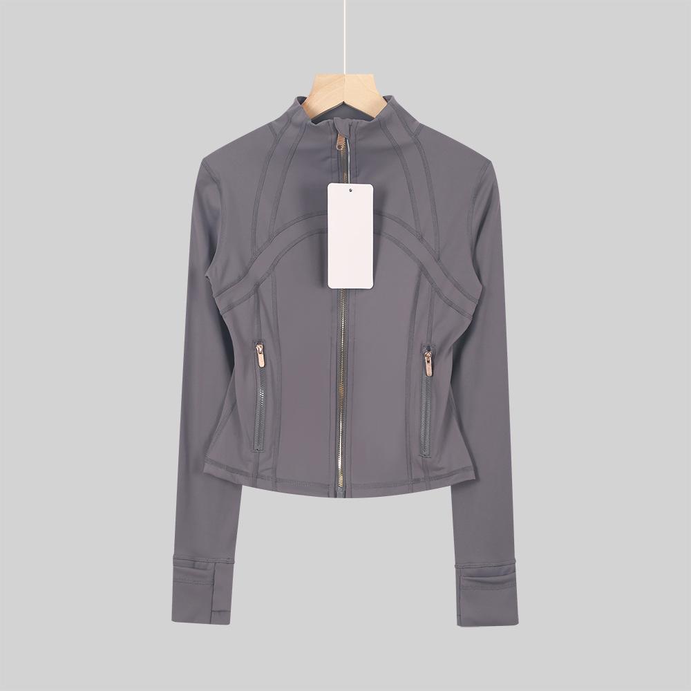 LULULACIE Women's Gold Zipper Stand-up Collar Slim Fit Sports Jacket