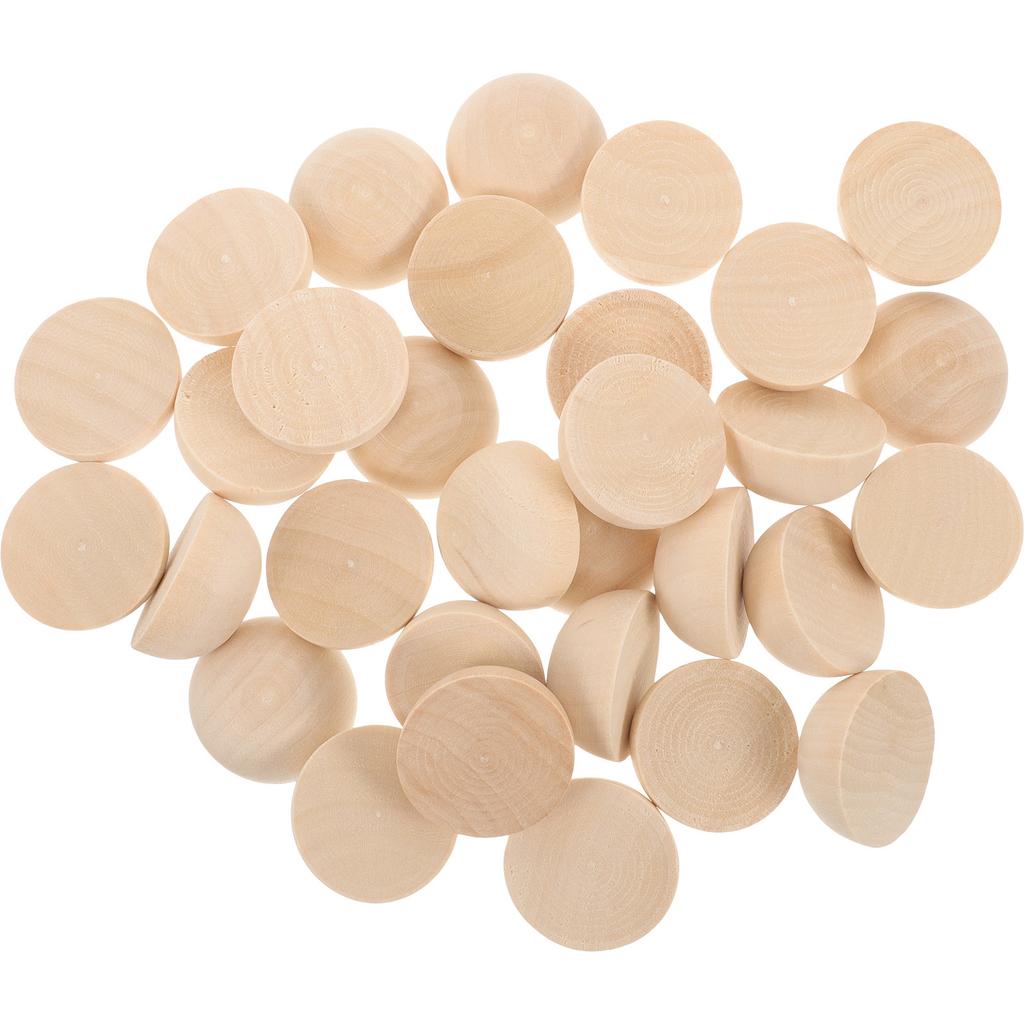 30Pcs Half Wooden Balls Unfinished Mini Hemispheres DIY Craft Projects Art Supplies Smooth Solid Half Craft Balls