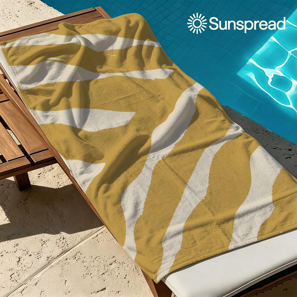White Patterns on Yellow Quick Drying Bath Towel Microfiber beach towel light weight swimming camping yoga beach out