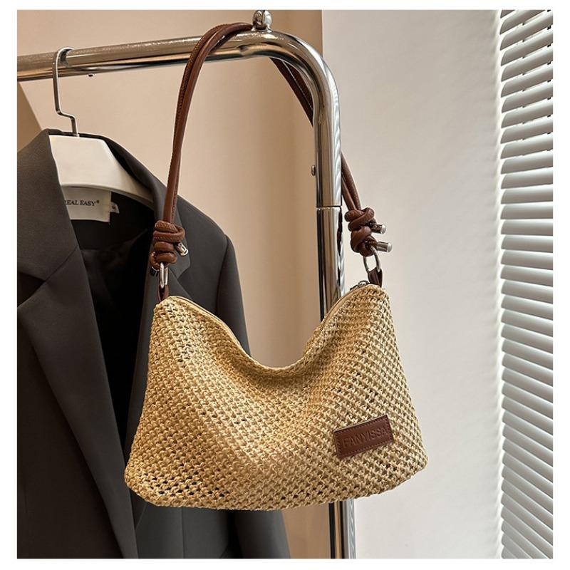 

Плетеная сумка женская летняя новая трендовая модная на одно плечо через плечо сумка для отдыха на море пляжная сумка темно-коричневого