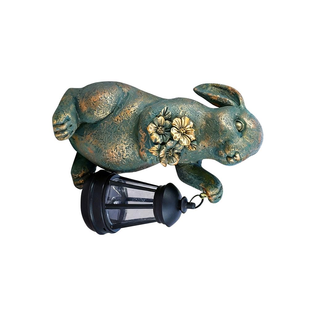 Adorable Rabbit Sun Lamp Sustainable Resin Statue Great For Lawn Tabletop Holiday Season Gift Choice