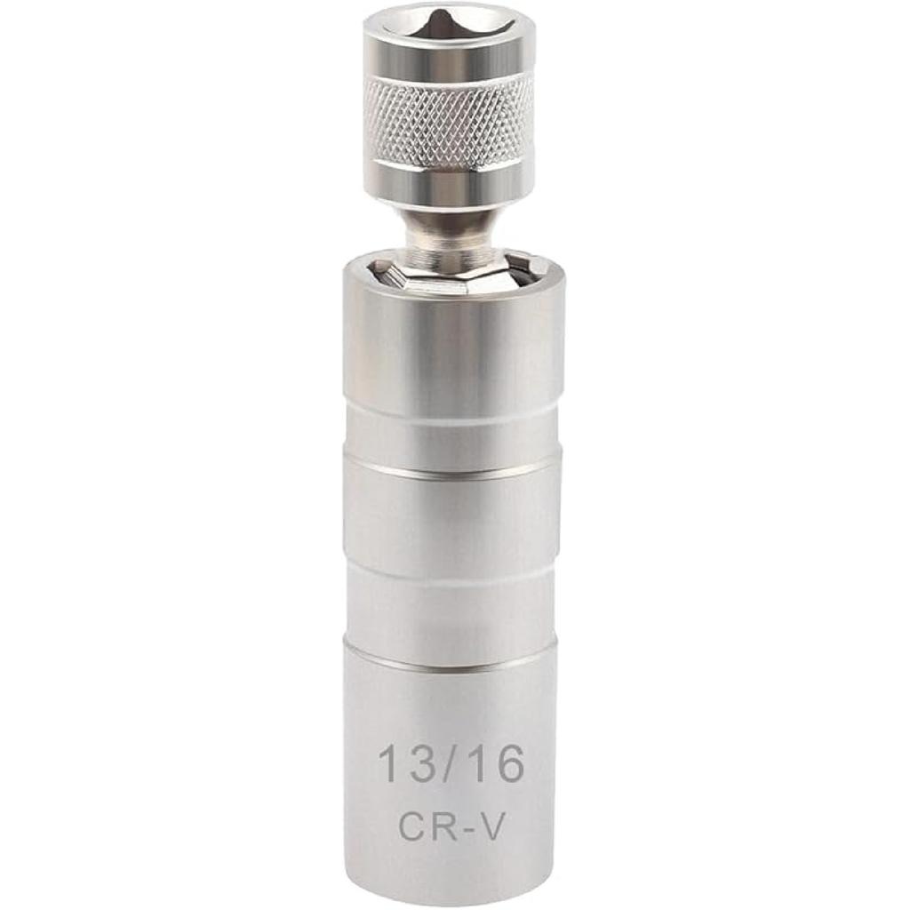 13/16" Spark Plug Socket Set,Thin Walled Magnetic Spark Plug Socket,Car Accessories Universal Joint 3/8" Drive 12 Point Swivel Socket Removal Tool