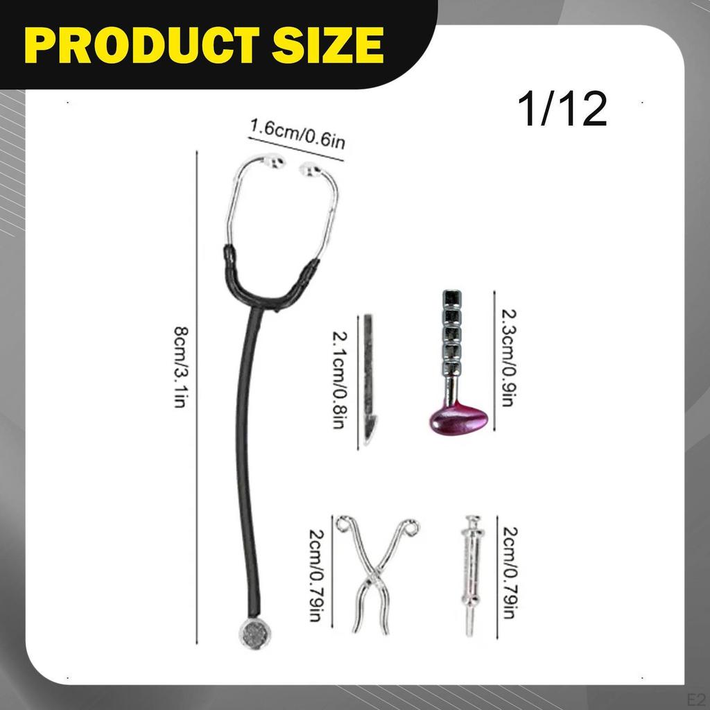 1/12 Dollhouse Mini Stethoscope Care Tools Role Playing DIY Kids Toy Realistic Doll House