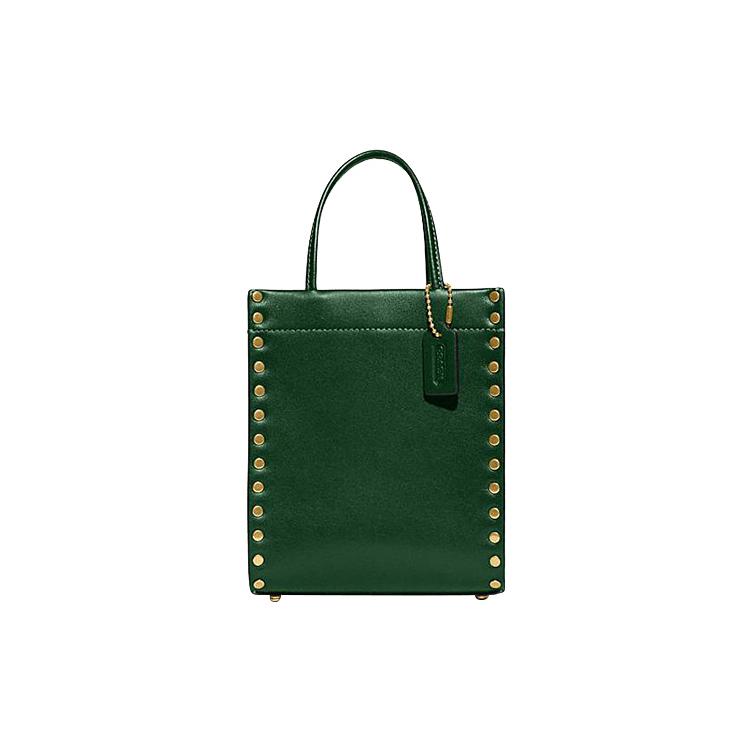 New COACH Cashin Cow Leather Tote Bag, Shopping Bag, Handbag, Shoulder Bag, Crossbody Bag Mini Women's Green CC385-B4CZS
