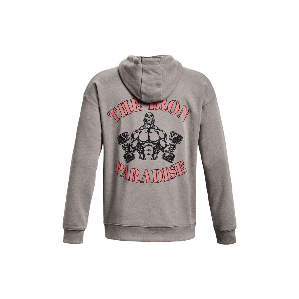 Under Armour Graphic Print Sports Drawstring Hoodie Men Hoodies Gray 1373562-294