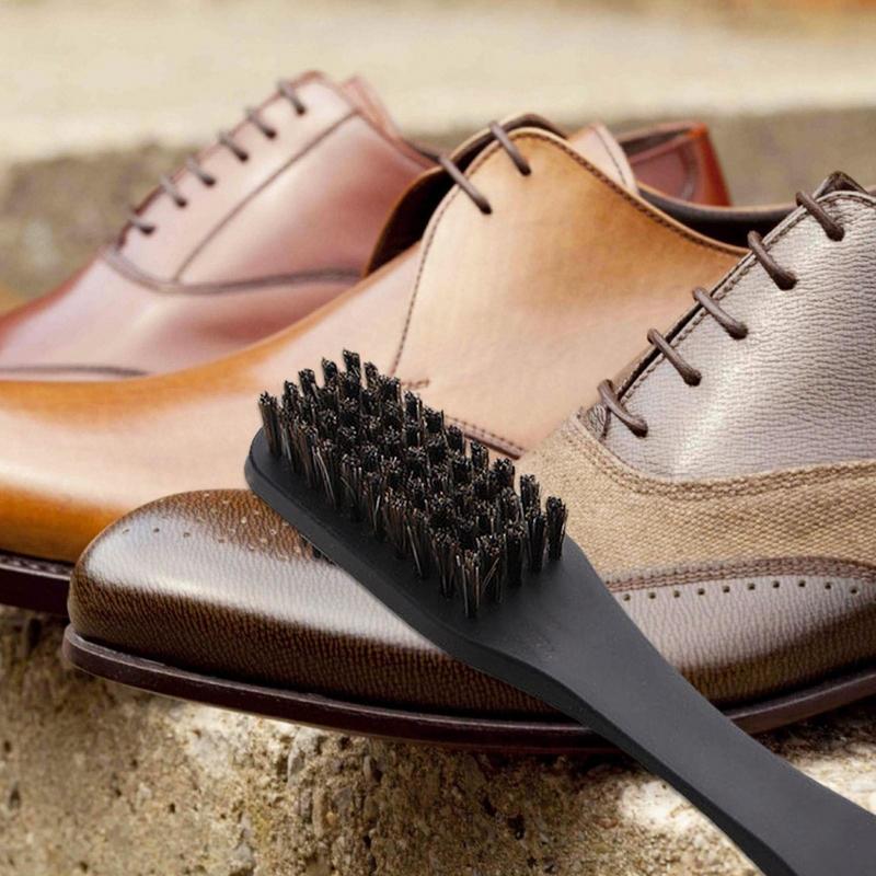 Shoe Cleaning Brush Double-Sided Horsehair Handle Shoe Brush With Soft Hair Multi-Functional Washing Shoe Cleaning Brush Protect