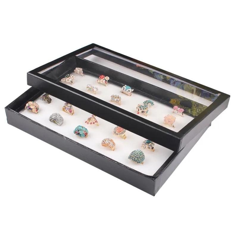 1PC 100 Slot Flocking Jewelry Holder Storage Box Ring Earrings Pendant Display Case Organizer Jewelry Organizer