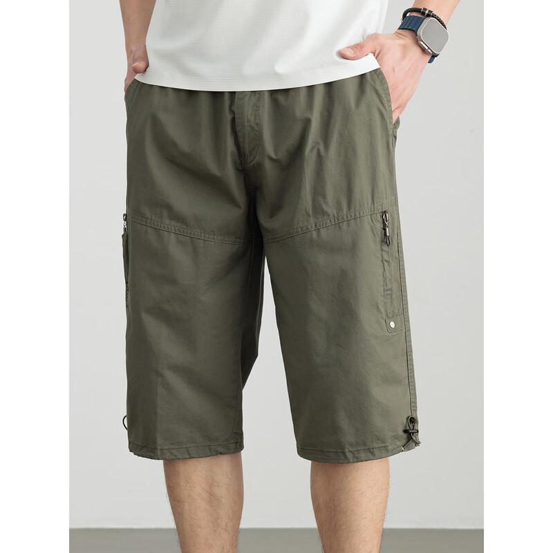 Hengyuanxiang Men's 100% Cotton Casual Cropped Shorts
