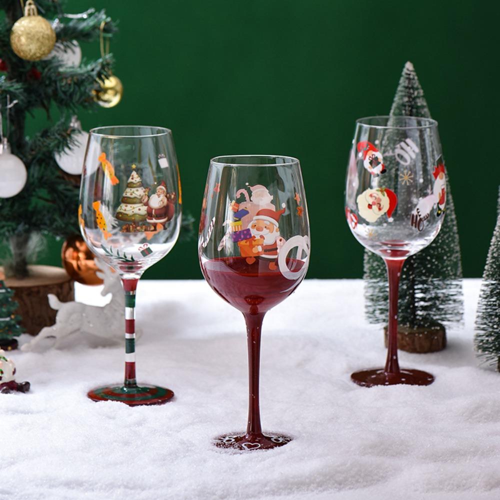 Transparent Red Wine Glass Hand Painted Wine Cups Household Crystal Cups Family Dinner