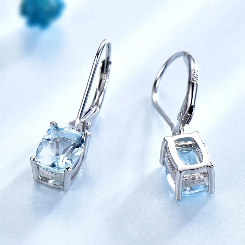 925 Sterling Silver Sky Blue Topaz  Earrings Elegant Gemstone Party Wedding Engagement  for Women  Fine Jewelry Gift Wholesale