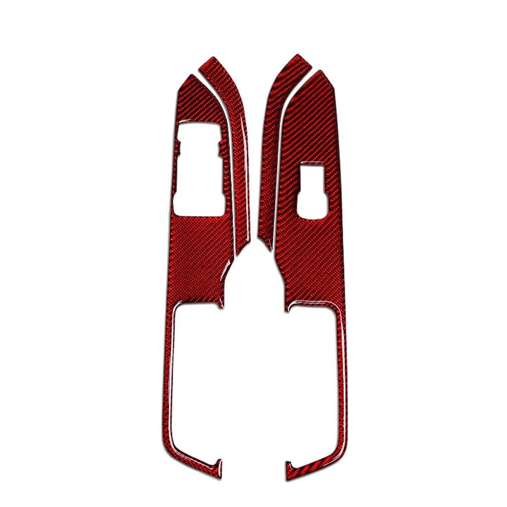 2pcs Car Window Lifting Switch Control Decoration Cover Trim for Ford Mustang 2015- Auto Accessories Carbon Fiber