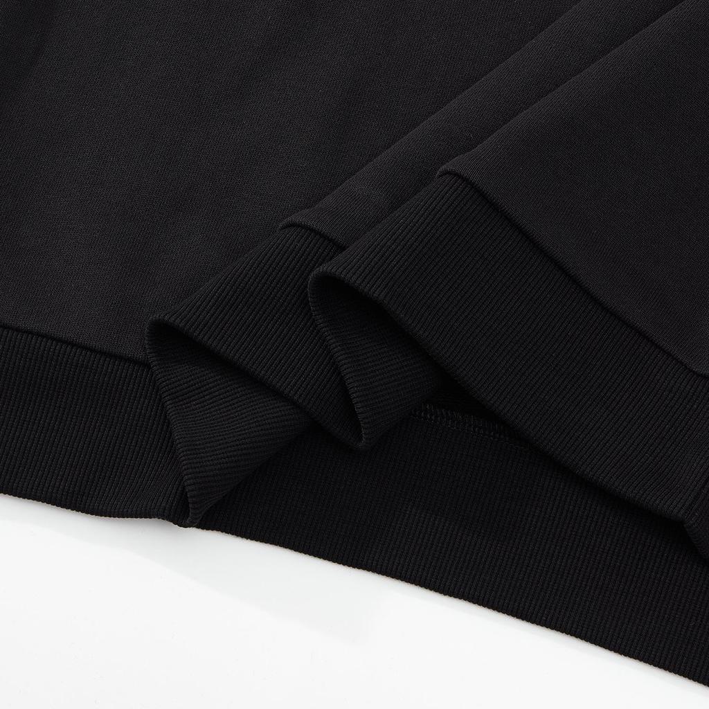 Men's Dunhuang Print Heavyweight Black Hoodie, Long Sleeve, Pure Cotton, 380G, Autumn/Winter.