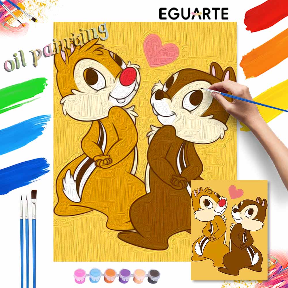 Disney Chip 'n Dale Love oil paint by numbers painting kit handmade diy home decor gifts wall art canvas crafts for living room decor