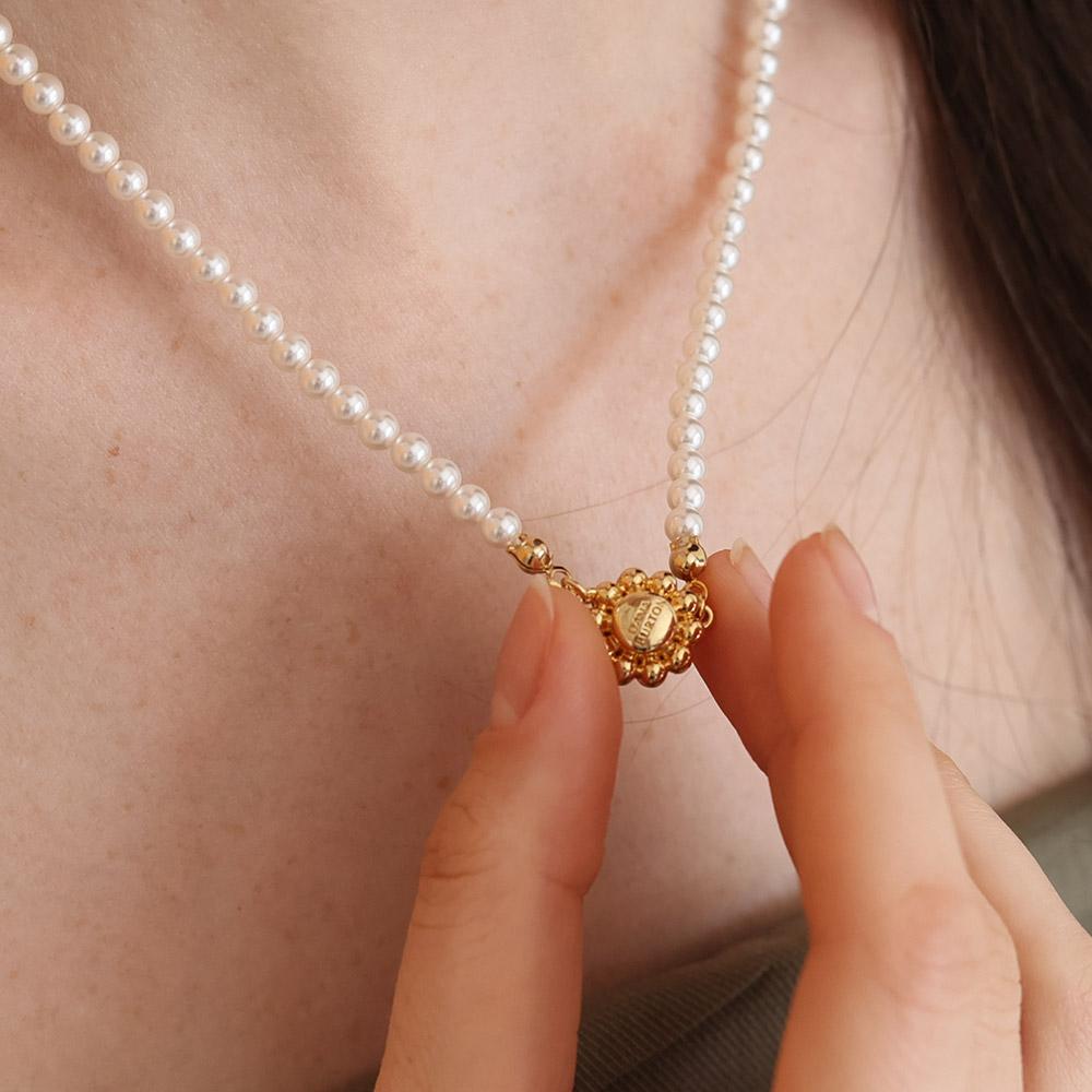 Dana Burton [Magnetic One-Touch] Valerie Necklace_4Mm Pearl