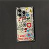 Clear Square Back Tube Case Protection For iPhone 15 Plus 12 13 16 ProMax 14 Pro Max 11 Anti-Oxygen,Love Heart English Pattern Casing
