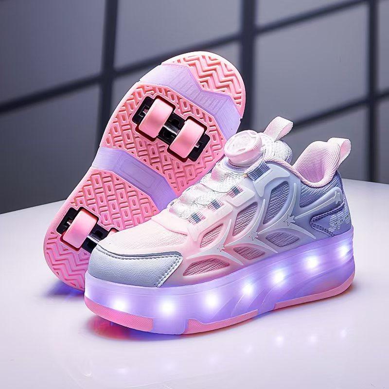Popular Runaway Shoes Boys Summer Breathable Children Primary School Students Sports Shoes Luminous Light Shoes Skating Roller Shoes Girls