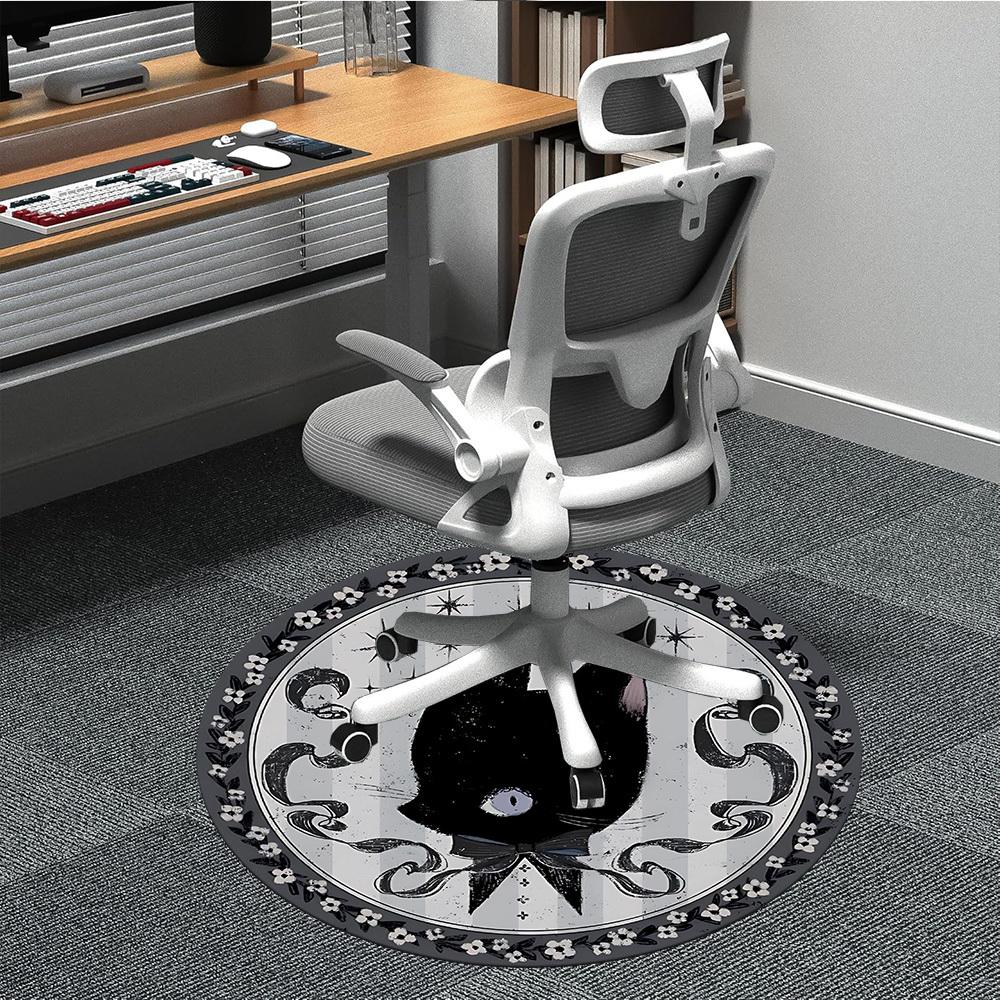 1PC Cat Moon Office Round Area Rug, Mat Suitable For Office, Under Office Chairs Bedroom Living Room Home Decor, Room Deco
