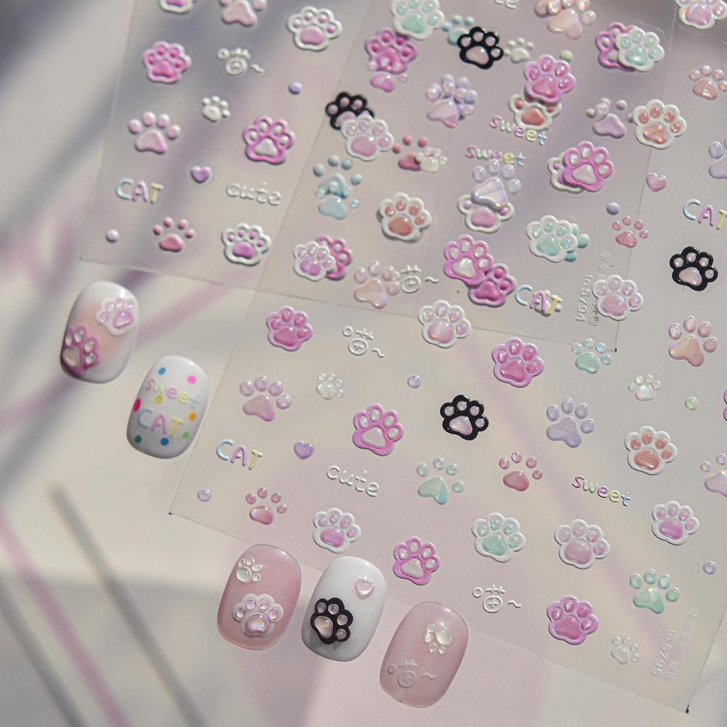 Tomoni Jell-O Funny Pink Cat Paws Nail Art Stickers