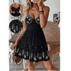 European and American Light Luxury Retro Embroidered V-neck Backless Lace-up Bow Sexy Sexy Sling Dress Skirt DRESS