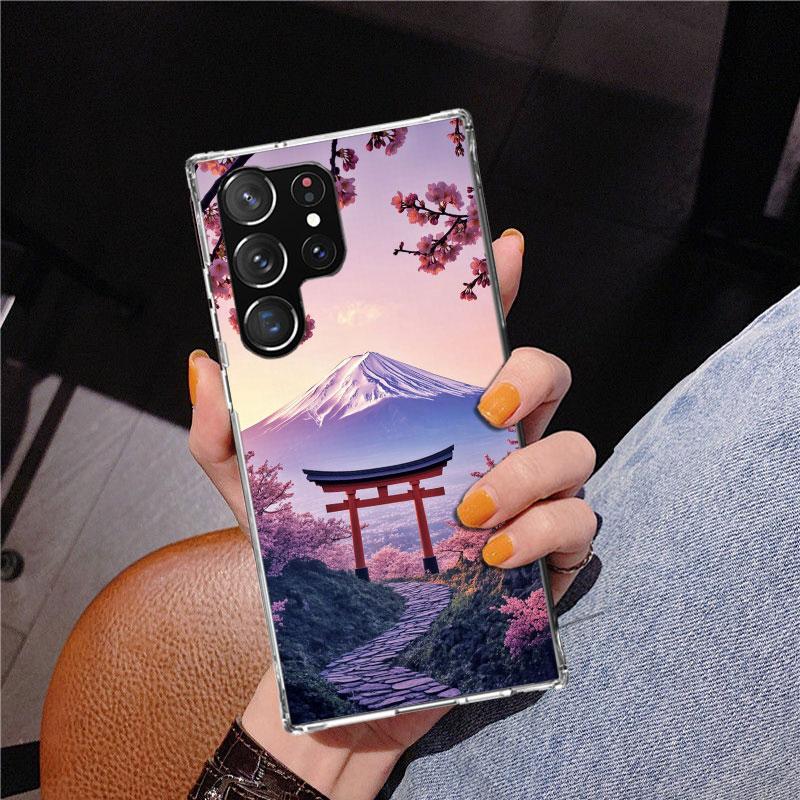Japanese Cherry Mount Fuji Phnoe Case for Samsung Galaxy S26 S25 Edge S23 S24 Ultra S22 Plus S21 S20 FE Unique Cover Soft Coque