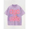 GOD IS GOOD All the Time Letter Graphic Print Street Style Washed Cotton T-Shirt for Thanksgiving Christmas