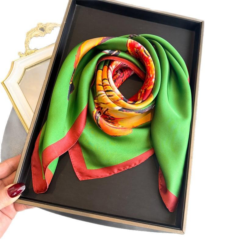 European and American temperament simulation silk printing silk scarf square scarf high-end shawl sunscreen neck professional scarf headscarf scarf