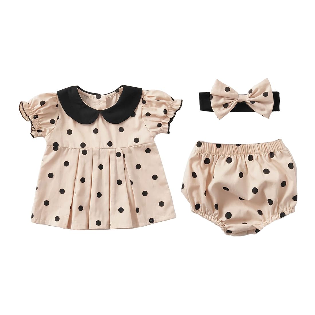 

SLINX Baby Short Sleeve and Headband Set with a Cute Polka Dot Pattern and Round Perfect for and Everyday Ages PT9602 Size Girls T-Shirt, Shorts,