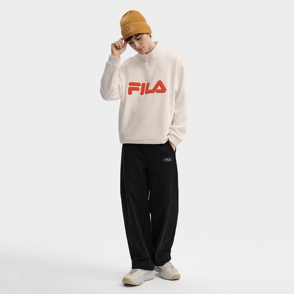 Fila Original Fashion Simple Retro Trendy Comfortable Versatile Loose Warm Fleece Pullover Sweatshirt Men Sweatshirt F11U549201FIV