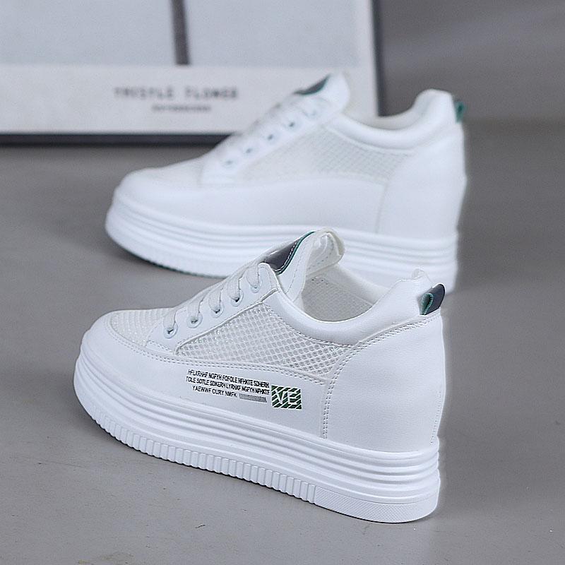 Fashion 7CM Air Mesh Shoes Chunky Sneakers Microfiber Platform Wedge Women Summer Autumn Shoes Vulcanize Sandals Hollow Slides