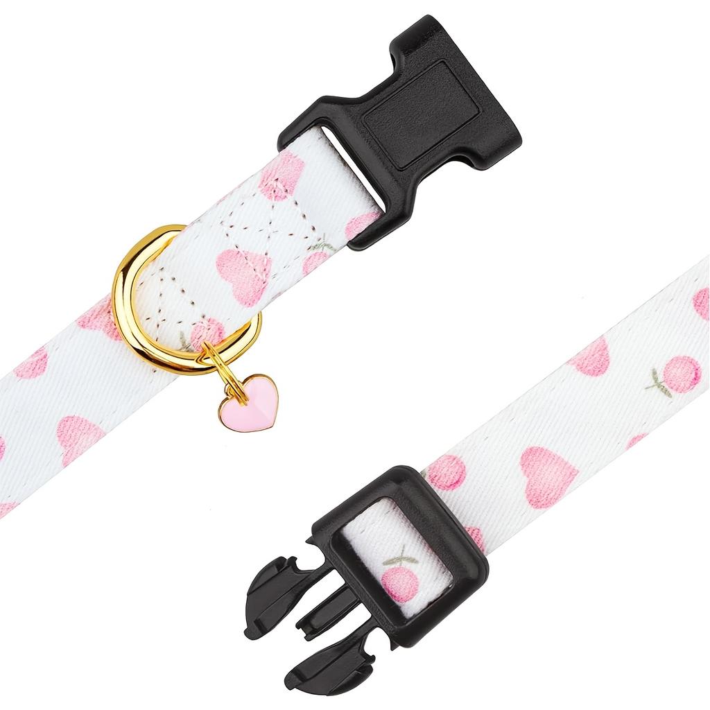 1 Piece of Handmade Dog Collar with Cute and Unique Pattern White and Pink Love Pendant