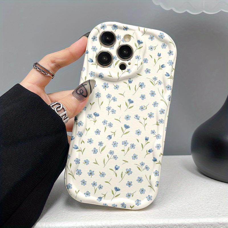 Fresh Small Blue Floral Silicone Phone Case For iPhone 11 12 13 14 15 16 17 Pro Max Air 16E XS XR 14 Plus Shockproof Soft Cover