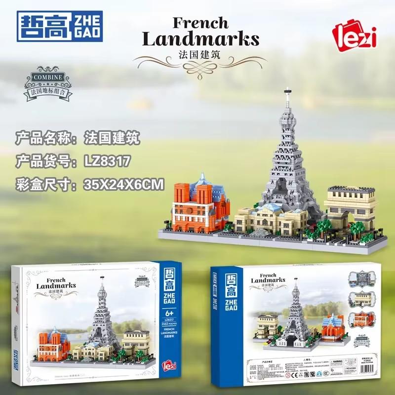 Dubai France Micro Construction Blocks Eiffel Burj Khalifa Tower Famous Landmark 3D Model De La Tour Hotel Arabia Small Brick Toys