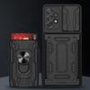 Card Holder Slide Camera Ring Phone Case For Samsung Galaxy A53 A73 A33 A23 A13 A52 A12 A51 M32 4G 5G S20 S21 S22 Ultra Plus Shockproof Armor Cover