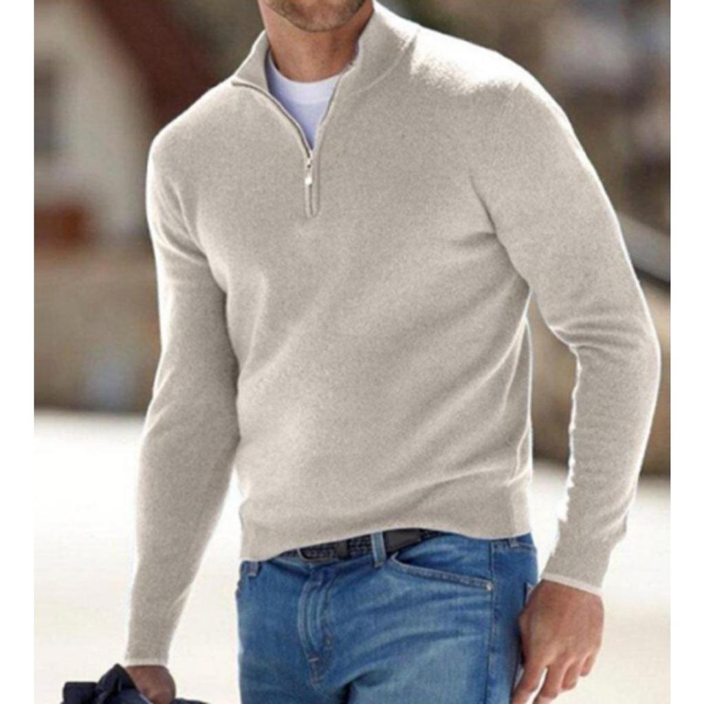 Long Sleeved Cashmere Jacket Men's Base Shirt for Autumn and Winter