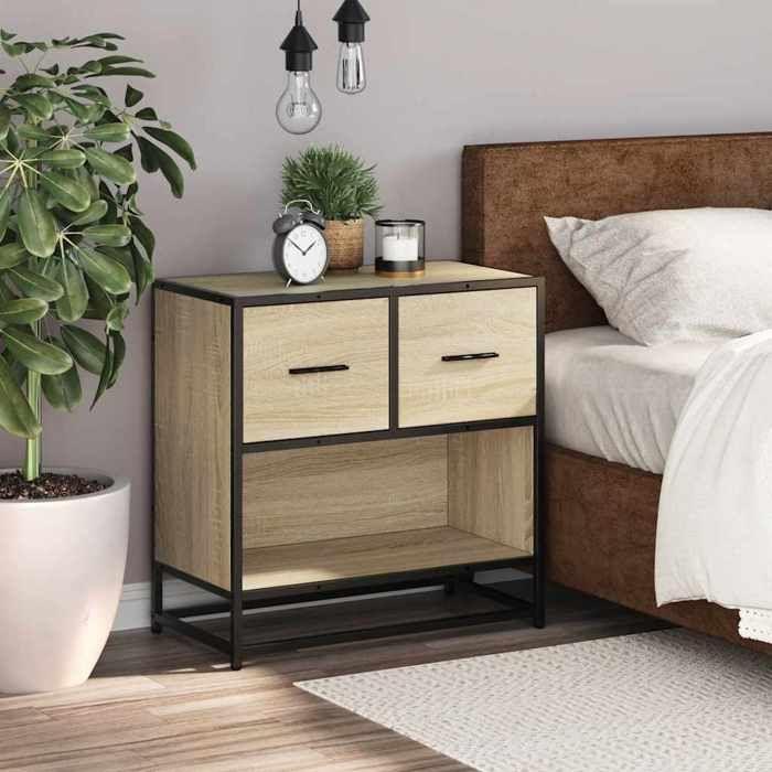 VidaXL Table de chevet chêne sonoma 60x31x60 cm bois ingénierie métal, table d'appoint, armoire de lit, table d'appoint pour 848695