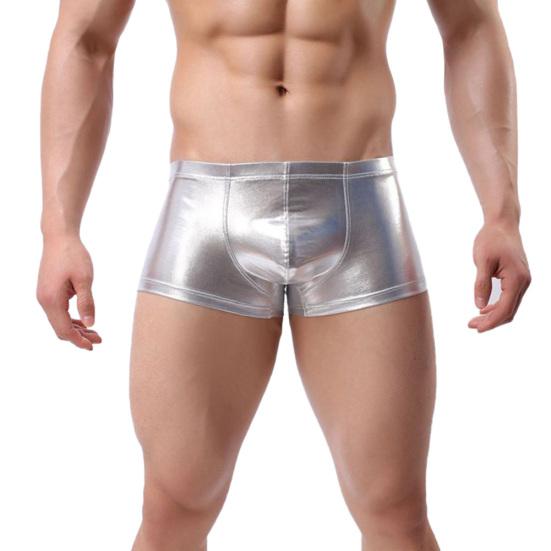 Fashion Club Men Patent Leather Boxers U Convex Underwear Underpants Shorts
