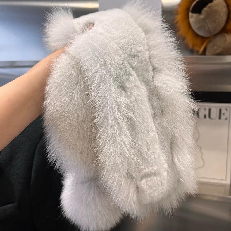 Damen Schal im Koreanischen Stil aus Echter Fuchsfell mit Großem Bommel und Magnetischem Verschluss - Beidseitig, Vielseitiger Nackenschutz für Herbst und Winter