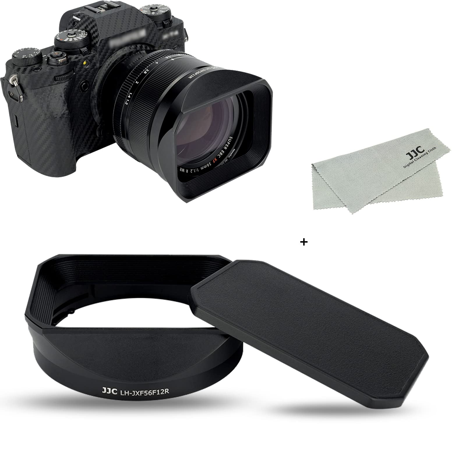 

JJC Metal Square Lens Hood + Hood Cap for Fujifilm XF 56mm F1.2 R WR Lens with Cleaning Cloth
