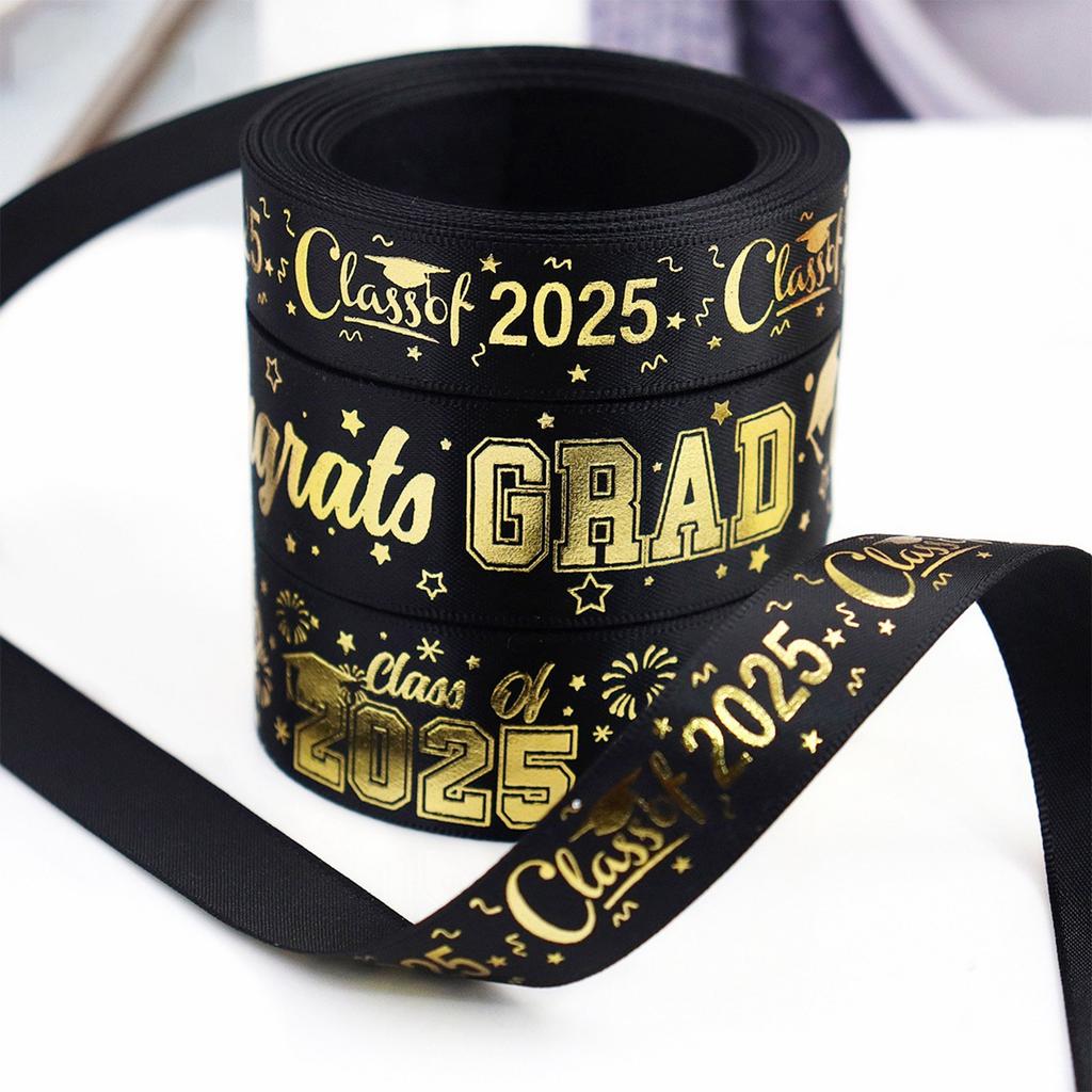 2025 Graduation Ribbon Graduation Party Favors Decor 1 Inch Congratulations DIY Congrats Grad Ribbon Art Fabric Ribbons For Gift