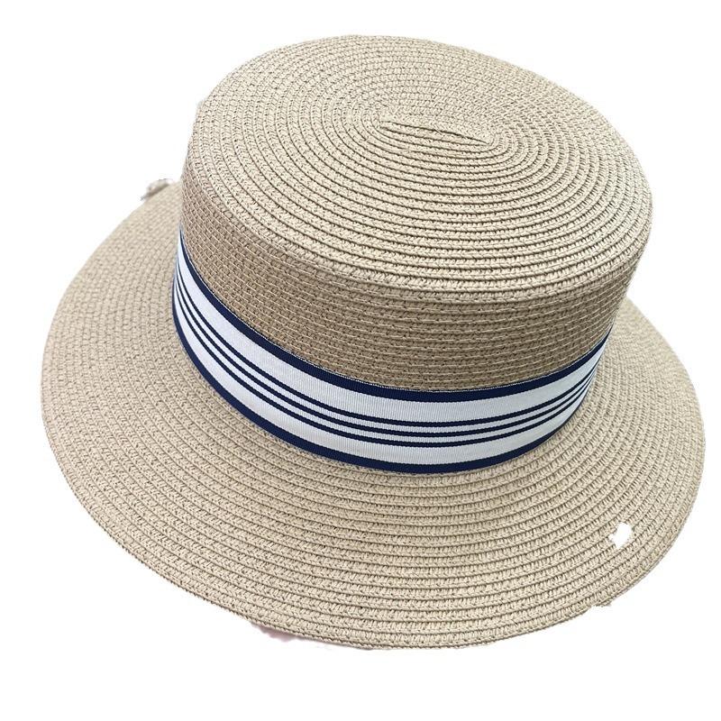 Straw Hat Summer New Flat-top Visor, Face-covering Sunscreen Hat, Women's Casual Seaside Beach Sun Hat
